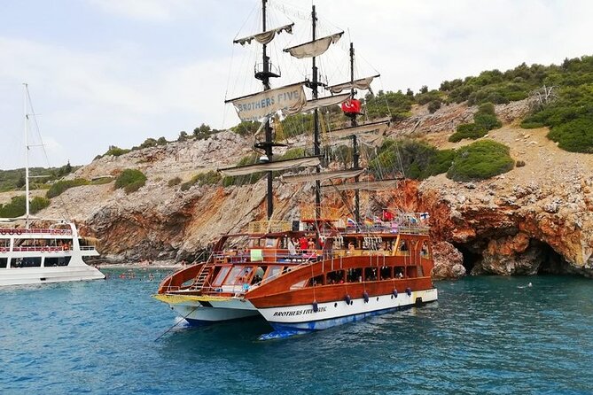 Alanya Catamaran Boat with Swimming and Snorkelling Activity - Cave stops near Alanya: Pirates, Lovers, and Phosphorus