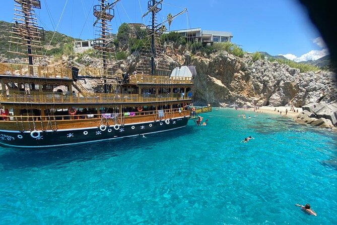 Alanya Grand Pirate Boat Tour with Lunch, Soft Drinks & Transfer - Stop 2: Alanya Kalesi coast views, cave swims, and cliff-jump choices