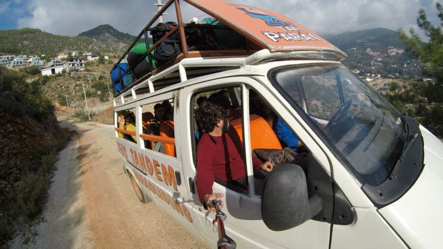 From city of Side Alanya Paragliding - Landing at Cleopatra Beach: the best kind of finish line