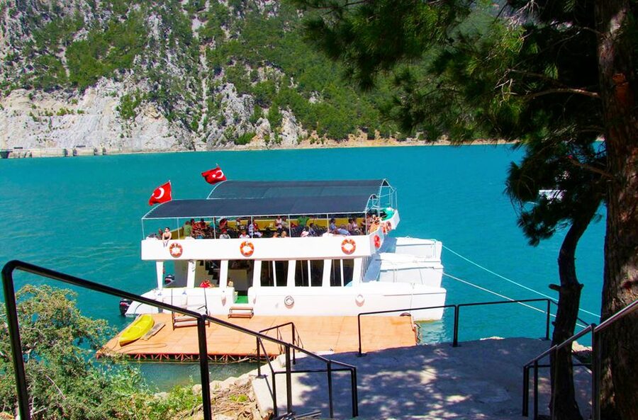 From city of Side : Excursion to Green Canyon - The boat trip through Green Canyon: your main event